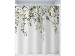 Cortina de ducha 180x180 cm Hojas y flores verdes de eucalipto en acuarela Poliéster con ganchos Resistente al moho MDUG