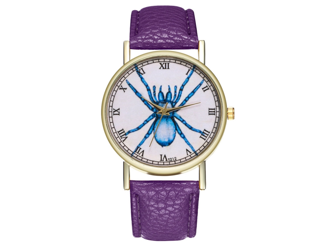 Reloj De Cuarzo Con Patrón De Insectos Moderno Unisex Casual Regalo (morado)