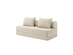 Sofá Modular 3 Lugares Convertible Veludo Listado Beige