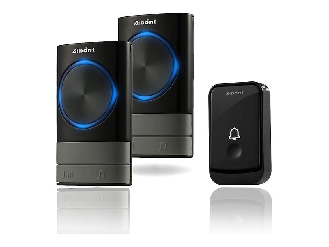 Timbre Inalámbrico Con 45 Melodías, 5 Niveles De Volumen, Resistente Al Agua (ip55), Alcance De 300 Metros, Luz Led Intermitente Y 2 Receptores Enchufables. Brilviber_ozo