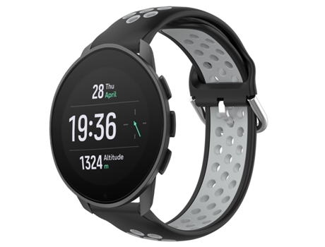 Correa Smartwatch para Suunto 9 Peak Pro 22mm Sport Silicona Perforada Transpirable (Negro + Gris)