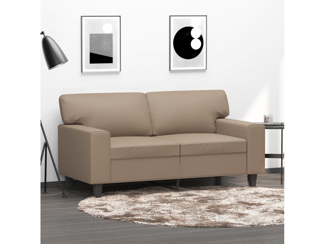 Sofá De 2 Plazas | Sofá De Salón | Sofá De Descanso De Cuero Sintético Color Capuchino 120 Cm Wsd122999