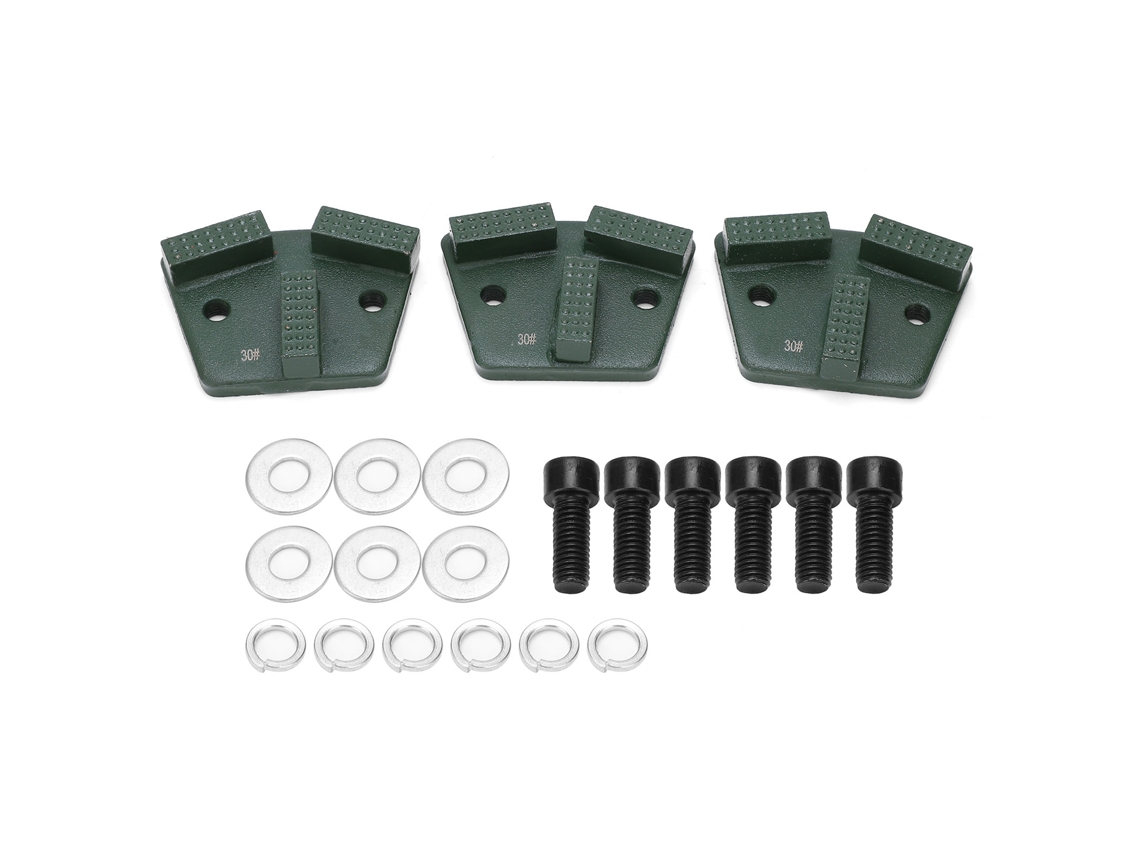 3 Piezas Zapatos De Esmerilado Diamante Trapezoidales Para Corte De Concreto 2huecos Verde 30