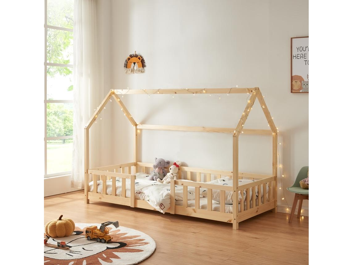 Cama infantil Sisimiut Forma de Casa Pino 90X200 Cm Pino Natural EN.CASA