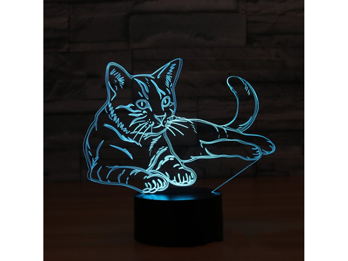 2026-lámpara Led 3d De Gatito Con Cambio De Color, Toque Y Luz Nocturna