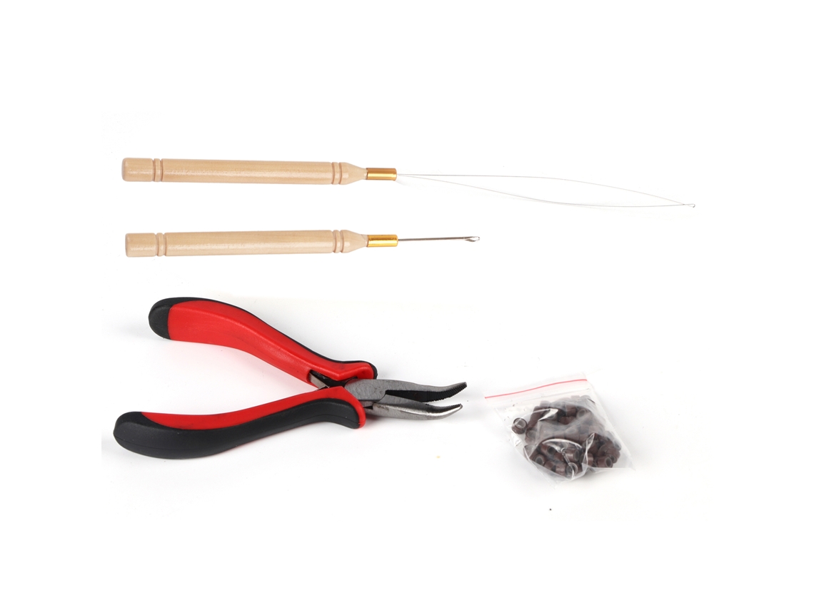 Kit De Herramientas Para Extensiones De Pelo Con 100 Perlas De Silicona, Anillos Micro, Aguja Y Alicate