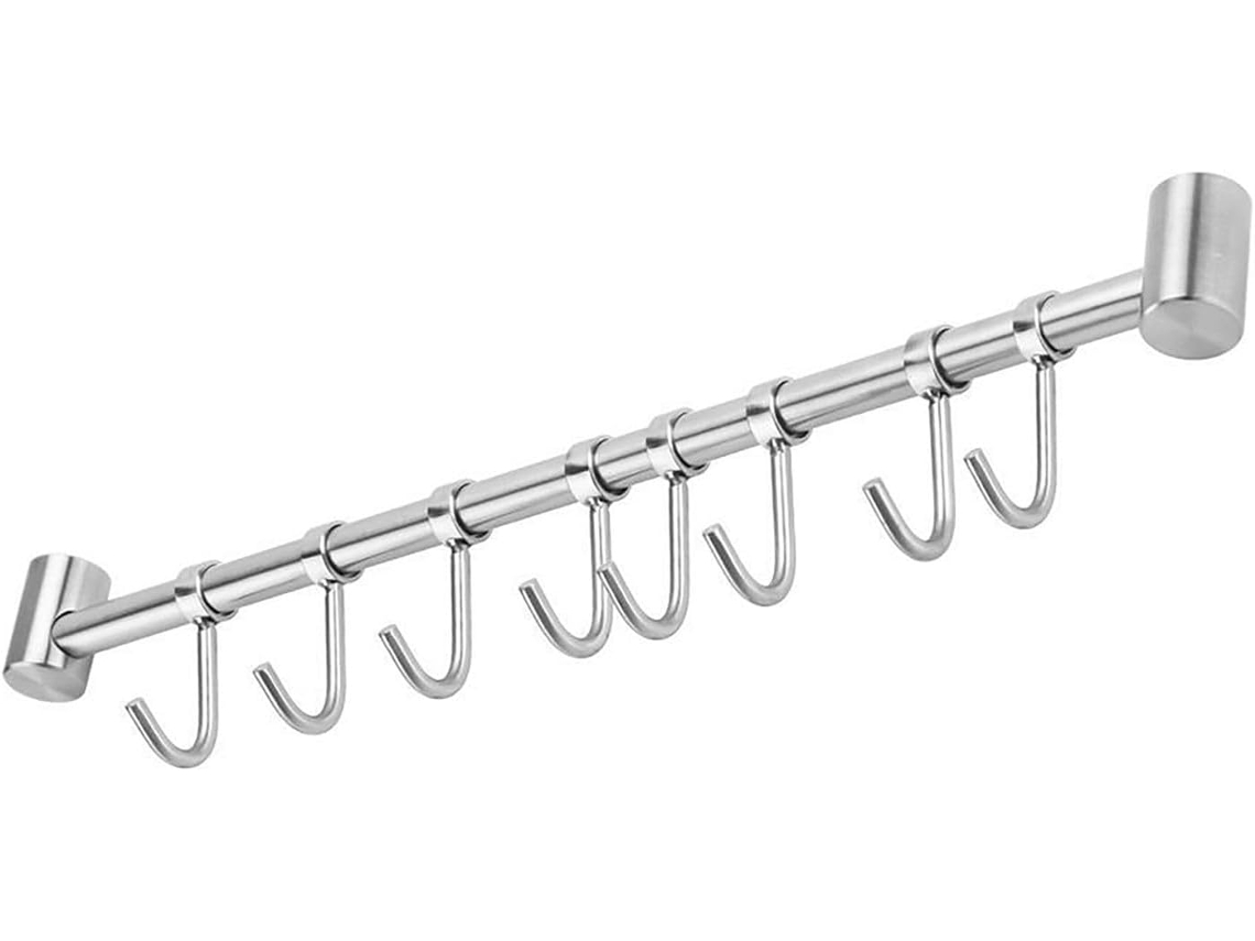 Perchero De Cocina De Acero Inoxidable Con 8 Ganchos.