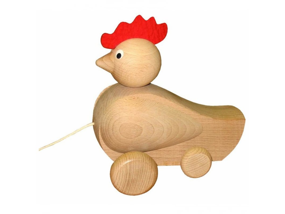 Gallo de madera Miva para tirar - Juguete educativo multicolor
