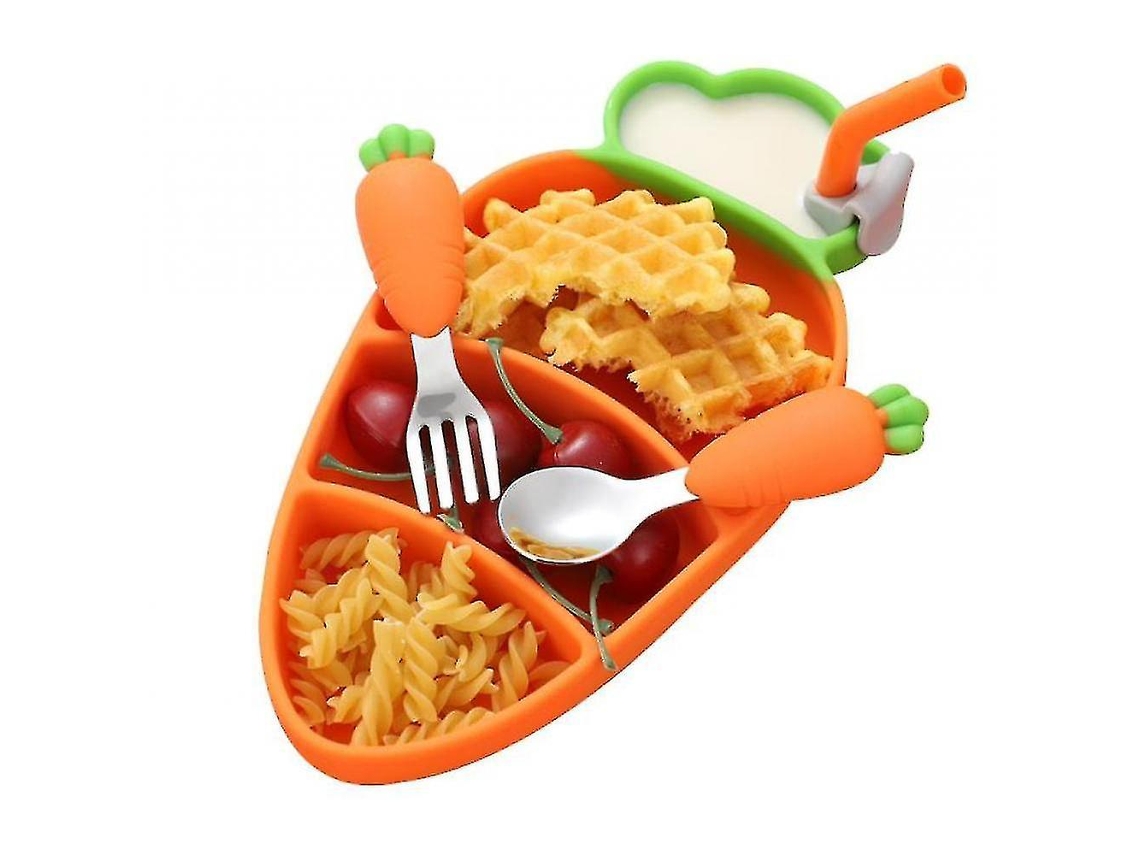 Plato Dividido Infantil de Silicona con Cubiertos - Set de Comidas TRUYUETY