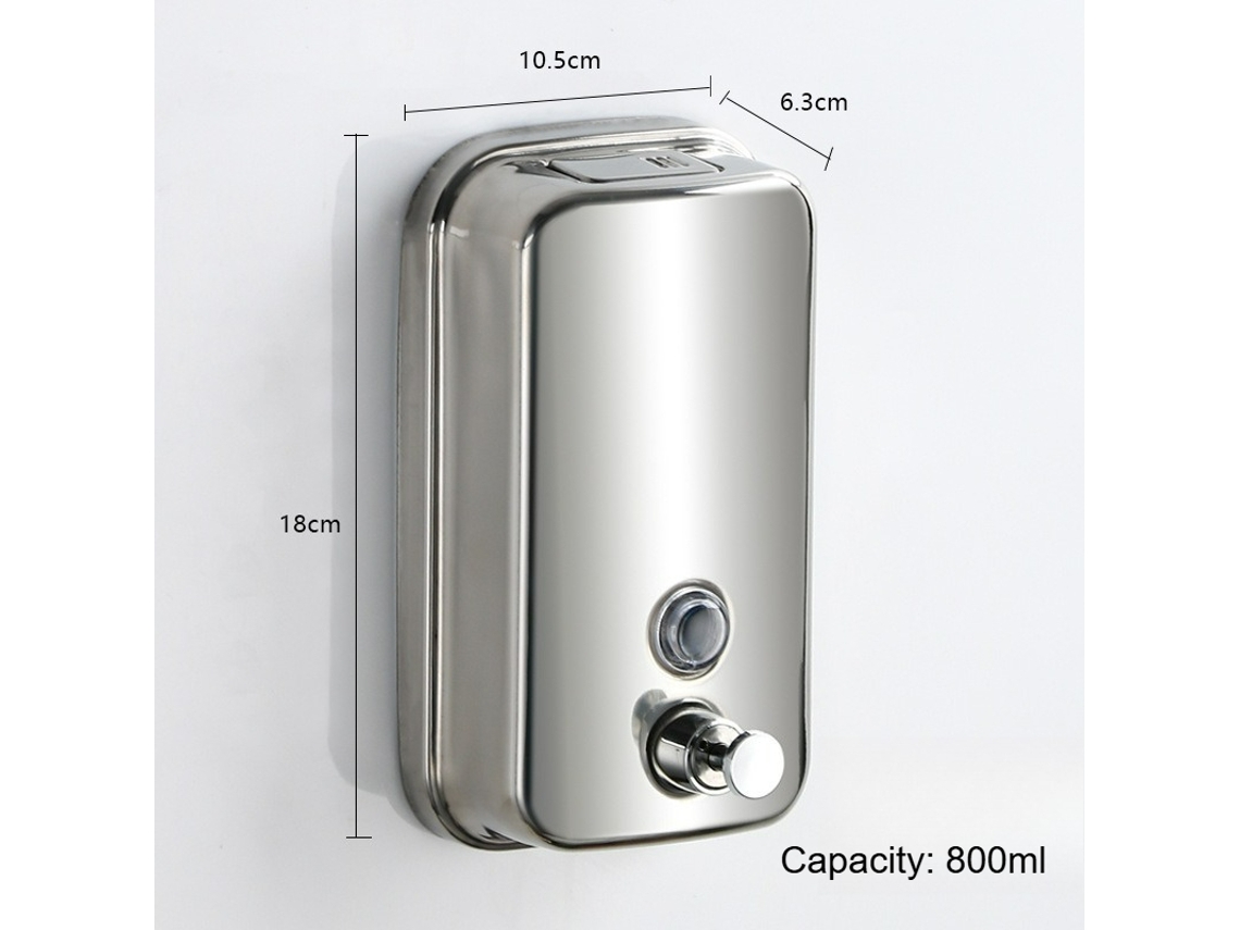 Dispensador de jabón manual de pared MDUG para baño, fabricado en acero inoxidable 304 (800 ml)