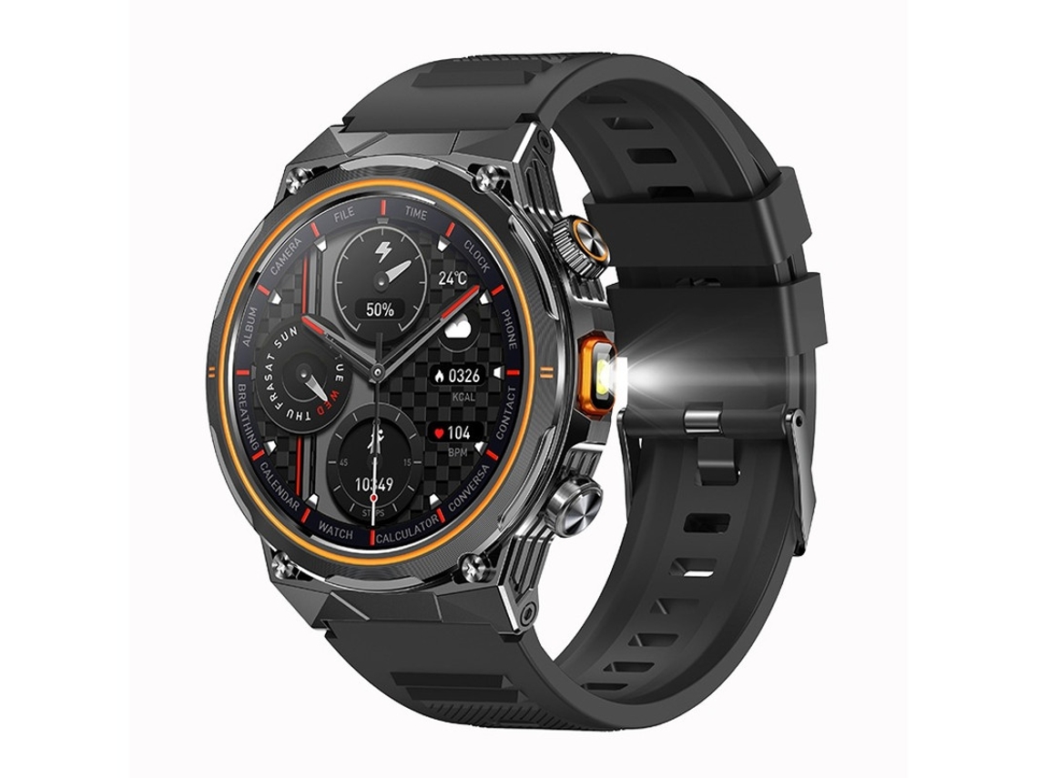 Reloj inteligente Bestvite Ak81 con linterna para deportes al aire libre (negro)