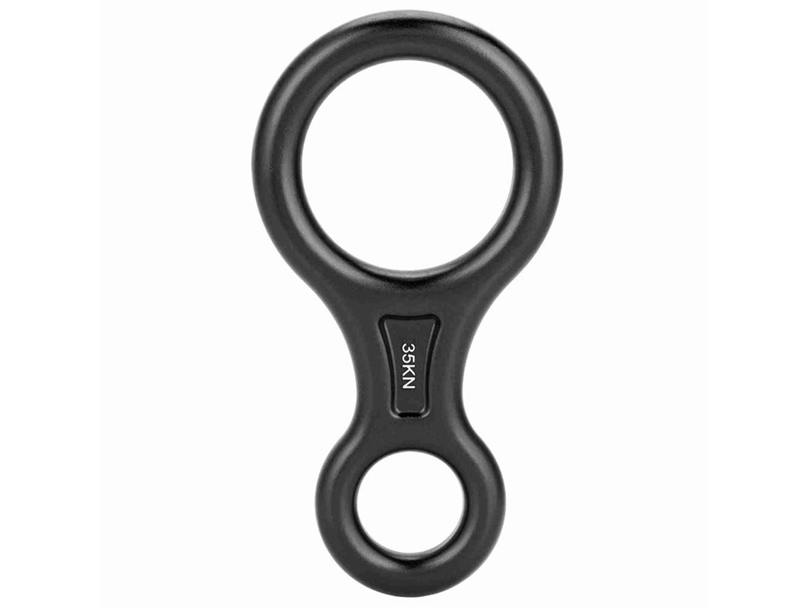 Anillo De Descenso Con Cuerda En Forma De Ocho De 35 Kn Para Escalada Y Rescate, Fabricado En Material Negro De Alta Resistencia.
