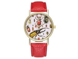 Reloj Analógico De Cuarzo Zhoulianfa Para Hombre Y Mujer Con Correa De Cuero Pu Rojo