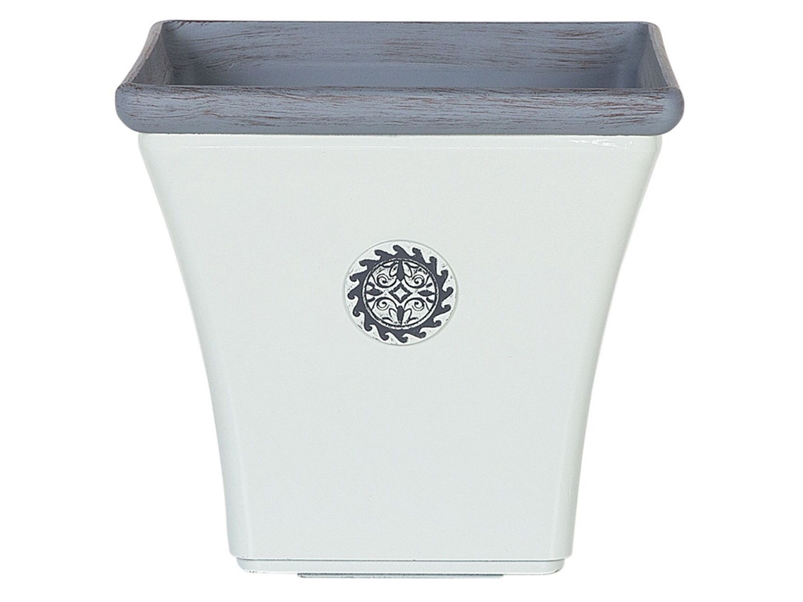 Maceta mediana BELIANI Elateia de Mezcla de piedra, Poliresina Blanco 37x37x35
