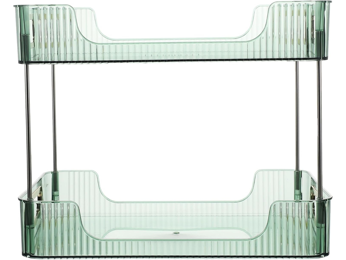 Organizador De Baño Resistente De 2 Niveles En Material Sintético Verde, Alta Capacidad De Carga, Para