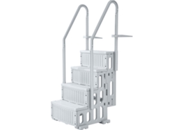 Escalera de Piscina de 4 Peldaños, Doble Pasamanos, Antideslizante, Soporta Hasta 181 kg Tekmaquinas