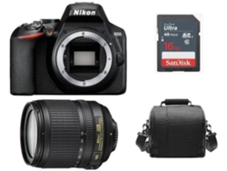 Kit Cámara Réflex NIKON D3500 Negro + AF-S 18-105MM F3.5-5.6G ED VR (caja blanca) + Funda de cámara + Tarjeta SD de 16GB