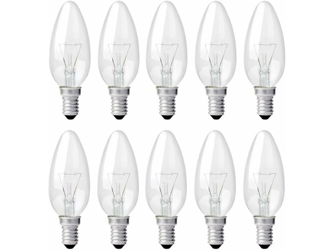 10 Bombillas Led Tipo Vela E14 De 40 W, Regulables, Luz Blanca Cálida De 2700 K, Efecto Llama, 400 Lúmenes.