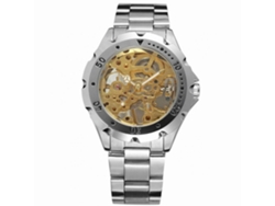Reloj Mecánico Manual De Acero Para Hombre Winner Business Con Dial Dorado