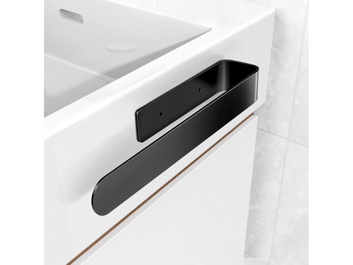 Toallero negro sin taladrar ni instalar con taladro de 20 cm, toallero pegado para baño y cocina Jortmrd