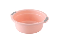 Lavabo de plástico multiusos, de pie, para bebés y adultos, con doble asa, color rosa melocotón