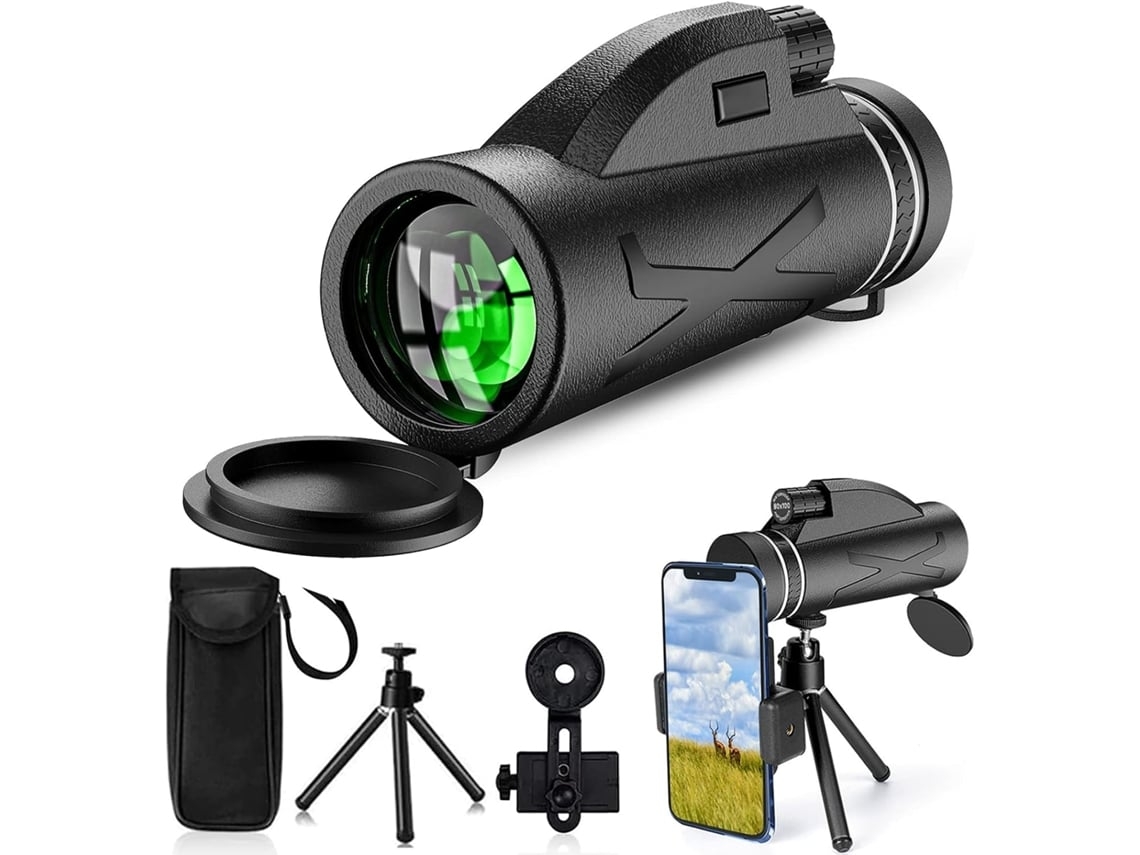 Telescópio Monocular 80x100 Com Suporte Para Smartphone E Tripé Escopo Bifocal Hd Monocular De Alta Potência Portátil À Prova Dágua E Saisiyiky