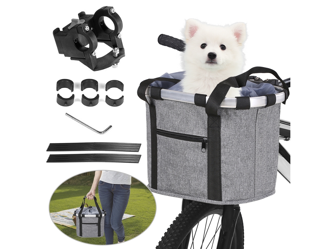 Cesta Delantera Extraíble Para Bicicleta Para Mascotas Con Estructura De Aluminio Y Capacidad Ajustable.