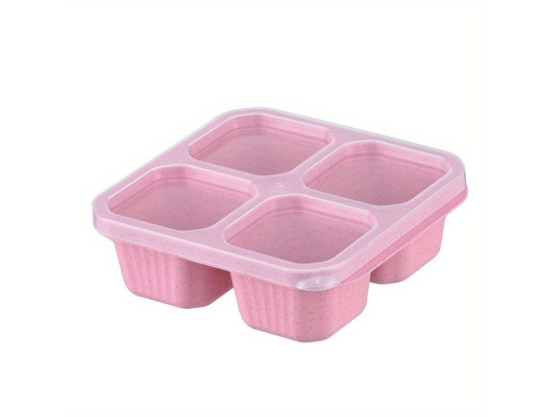 Viewleaf - Loncheras Bento con tapa (paquete de 3), 4 compartimentos, reutilizables, sin BPA, duraderas, color rosa, para la escuela, el trabajo y viajes