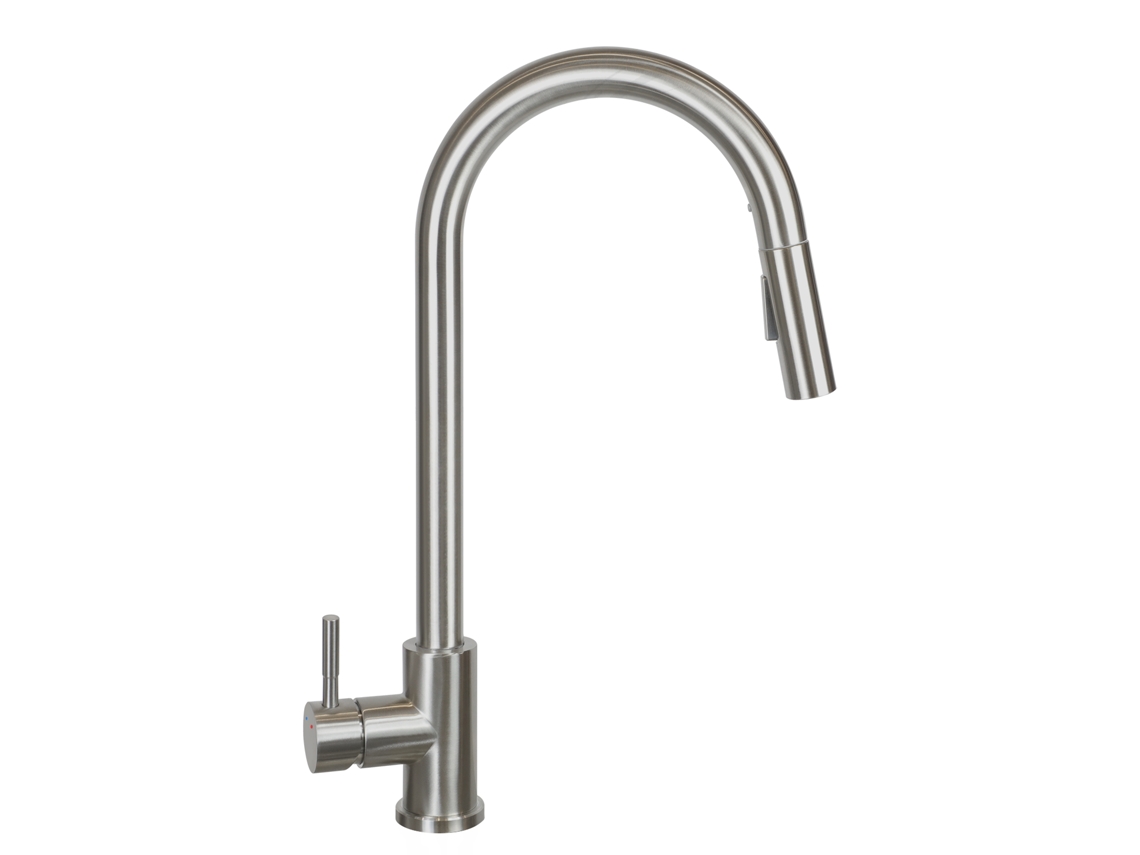 Grifo de cocina con rociador de ducha extensible, alta presión, acero inoxidable, con doble chorro y rotación de 360°, niquelado, Nettlife