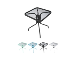 Mesa De Cristal 60x60x70 Cm Cuadrada Con Base Metálica Resistente - Ideal Para Terraza, Jardín O Balcón Negro