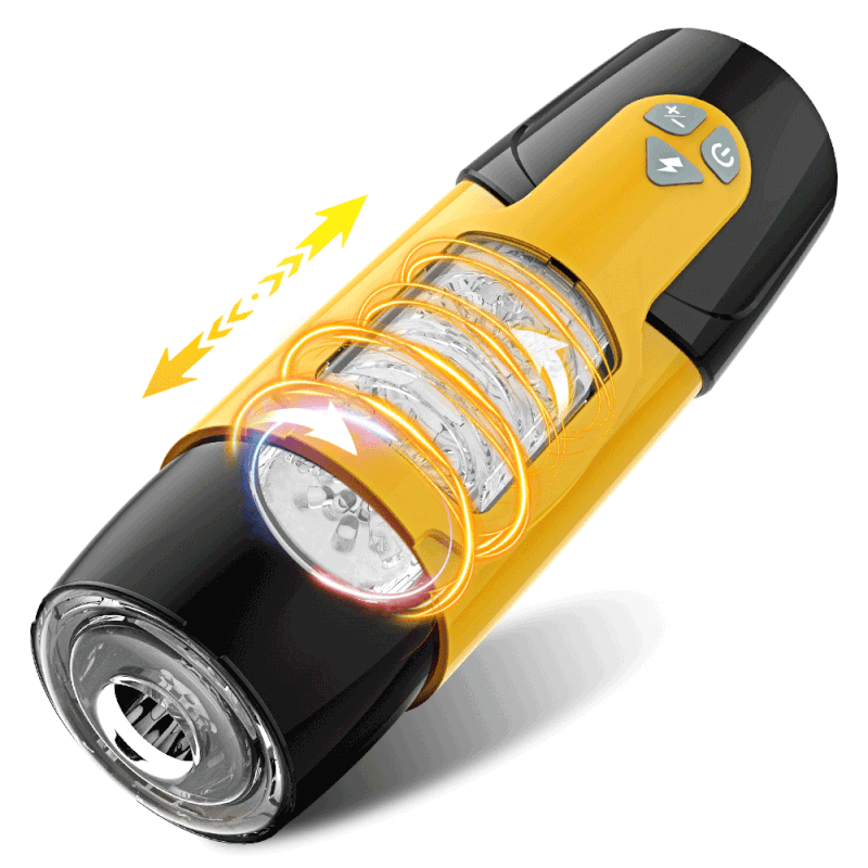 Masturbador masculino automático, copa mastubator de rotación telescópica (amarillo) YIZHOOD