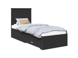 Maison Exclusive - Estructura De Cama Con Cabecera Negro Y Plata 70 X 190 Cm
