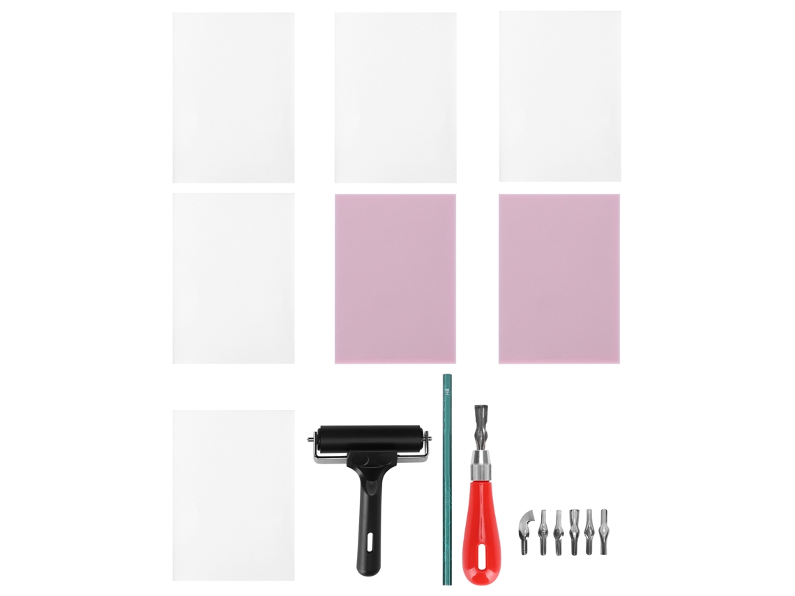 Kit De Grabado En Caucho Con Herramientas Para Estampado Y Arte Del Estampado.