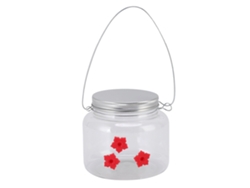 Comedero Colgante Para Pájaros De 475 Ml Con Diseño De Flores Rojas Y 3 Puertas De Amplia Apertura.