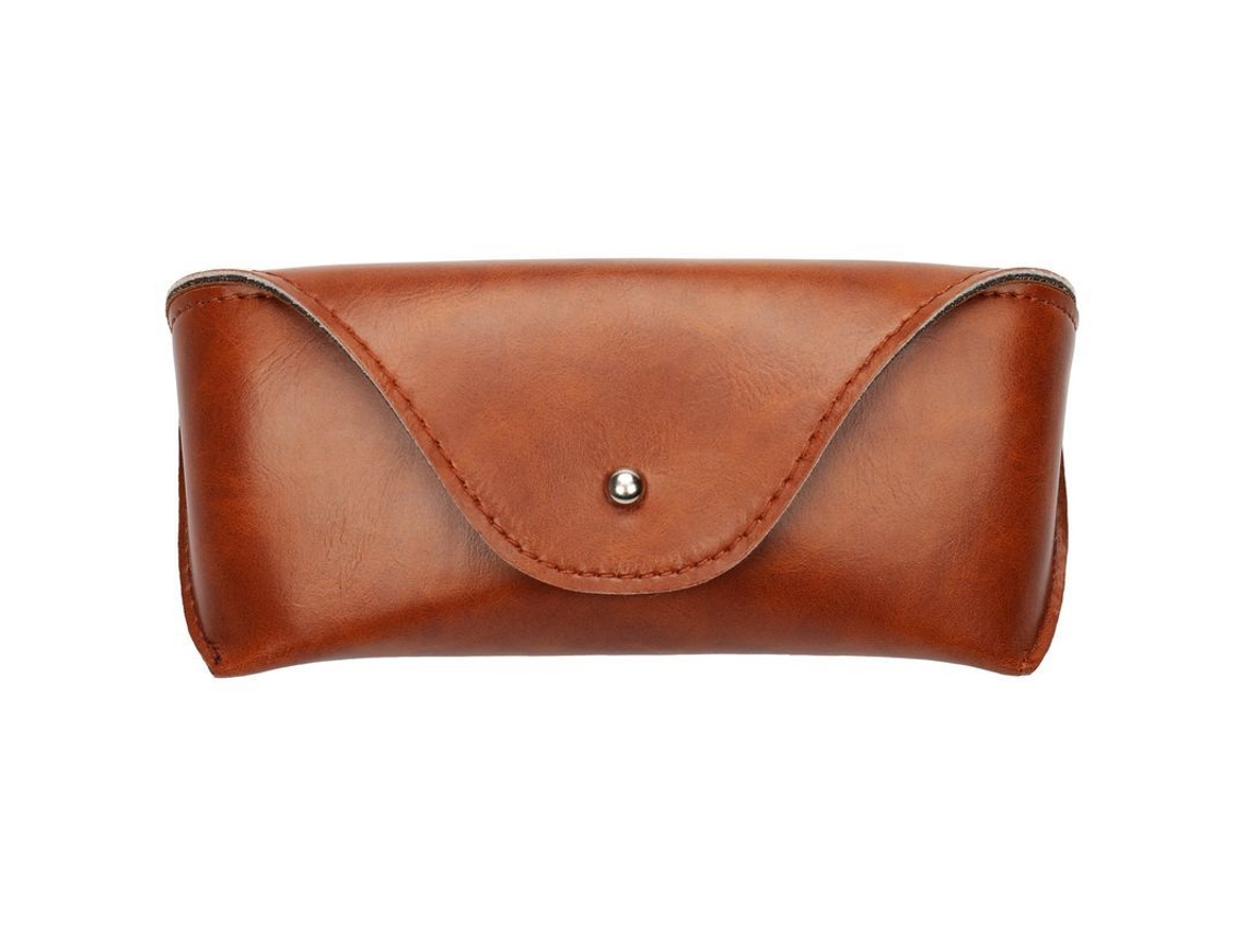 Estuche Portátil De Cuero Suave Y Semirrígido Para Gafas De Sol Y Gafas Graduadas, Color Marrón.