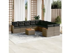 Conjunto de sofás de jardín de 11 piezas DKD Home Decor con cojines de mimbre gris