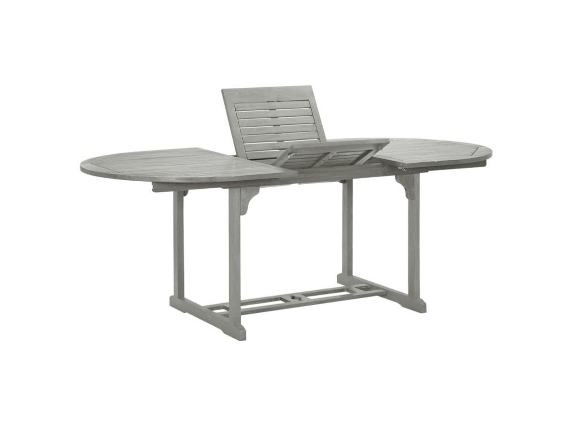 Mesa de Jardín LOVELY HOME Comedor Madera Maciza de Acacia Gris (200 x 100 x 75 cm)