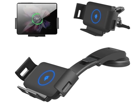 Cargador Coche Inalámbrico Qi Carga Rápida Ventilación Aire Tablero BISBISOUS Negro