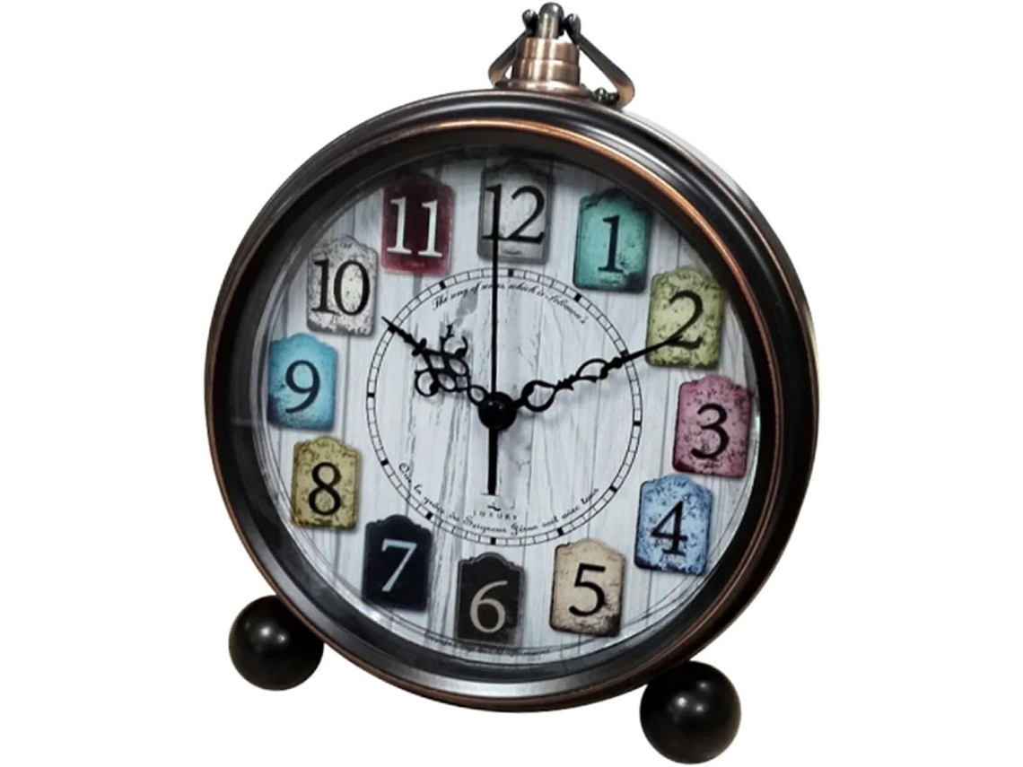 Reloj Despertador Retro De Metal Bronce, Pequeño Reloj De Mesa Redondo Silencioso, Reloj De Escritorio Sin Pilas.