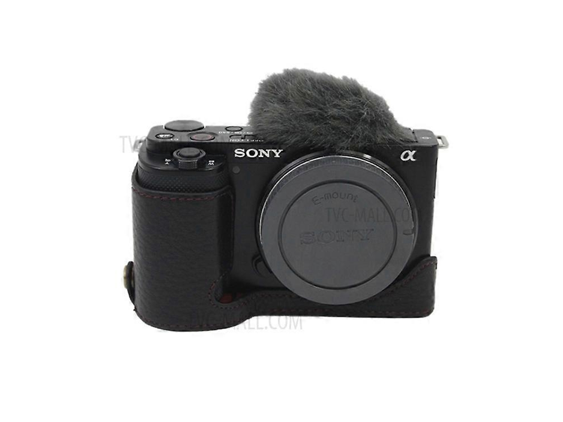 Funda protectora de cuero genuino para cámara con ranura para batería compatible con Sony Zv E10 Facpoet