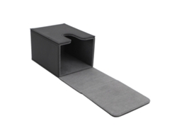 Caja Portátil De Piel Sintética Para Cartas Con Cierre Magnético, Capacidad Para Más De 100 Cartas, Color Negro/gris.
