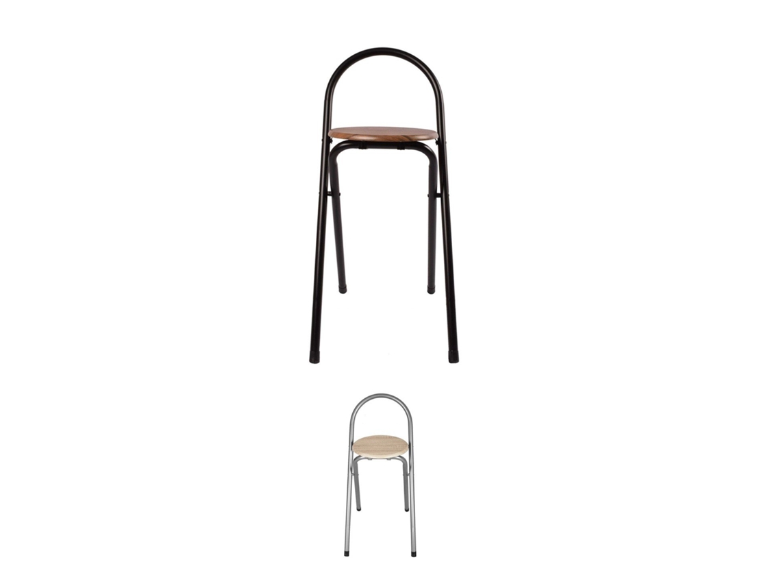 Taburete Plegable Con Respaldo Para Cocina 38x38x67 | Compacta Y Fácil De Almacenar | Diseño Ergonómico Y Resistente Negra / Nogal Pack 4 Uds