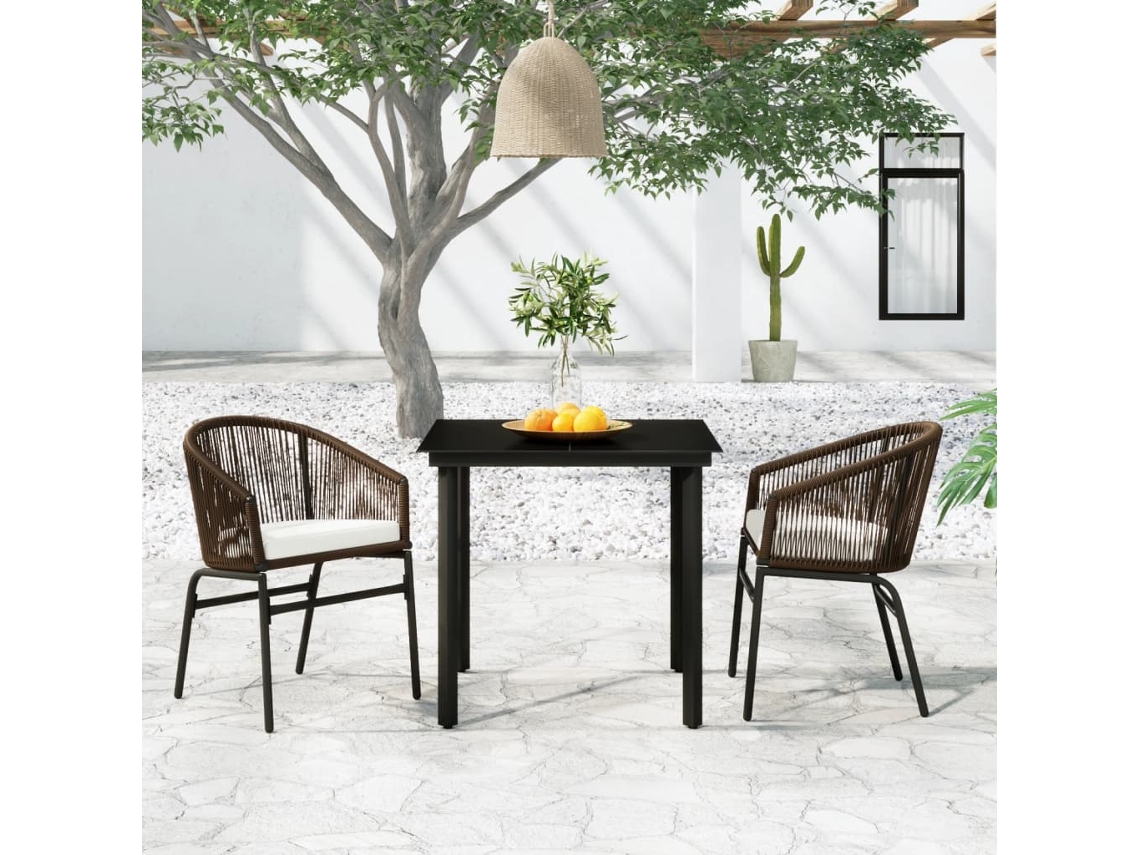 Juego de comedor de jardín de 3 piezas marrón Wsd398188 Lovely Home
