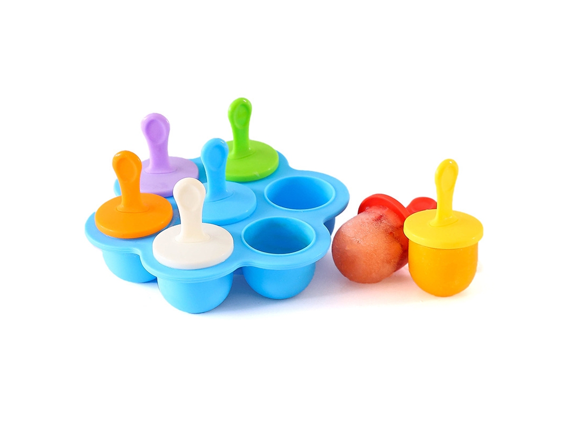Molde para Hielo de Silicona con 7 Cavidades en Forma de Cono de Helado, Color Azul JEIIBRZUI