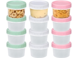 12 Pequeños Recipientes De Plástico Con Tapa - Envases Para Alimentos - Reutilizables - Aptos Para Congelar