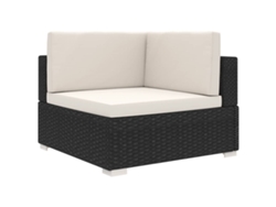 Asiento Seccional De Esquina Con Cojines 1 Uds Ratán Pe Negro