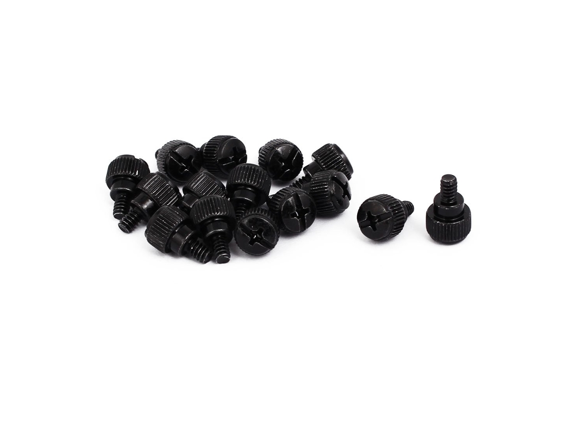 Metal Tornillo Moleteado Cabeza Plana Carcasa Pc M3.5x5mm Negro, 15