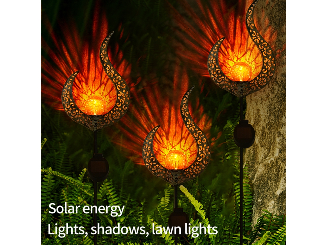 Yncm2026-2 Paquetes Lámparas De Llama Energía Solar Con Sensor Inteligente Sombra Visual Impermeable Exterior Para Jardín