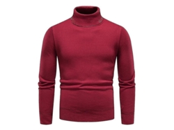 2026-jersey Hombre Cuello Alto Liso Invierno Slim Fit Tejido Grueso Abrigo Pull-over Básico Jku 2xl Vino Rojo