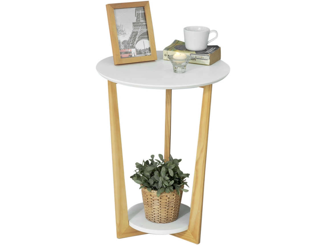 Mesa Lateral SOBUY FBT52-WN (MDF y Madera de Pino - 45x60 cm)
